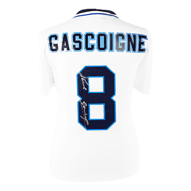 Paul Gascoigne Back Signed England 1996 Home Shirt (Framed) - The Bootroom Collection