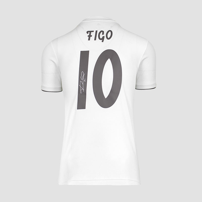 Luis Figo Signed Modern Real Madrid Home Shirt With Fan Style Number (Boxed)