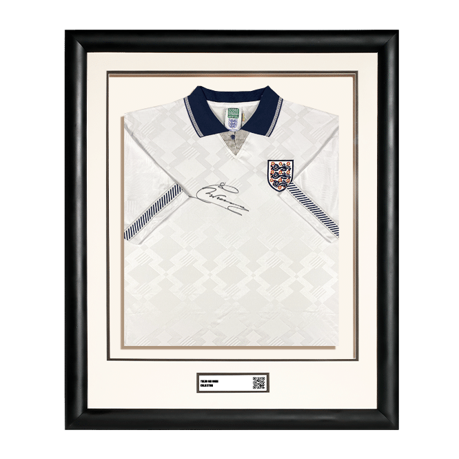 Chris Waddle Front Signed England 1990 Home Shirt (Framed) - The Bootroom Collection