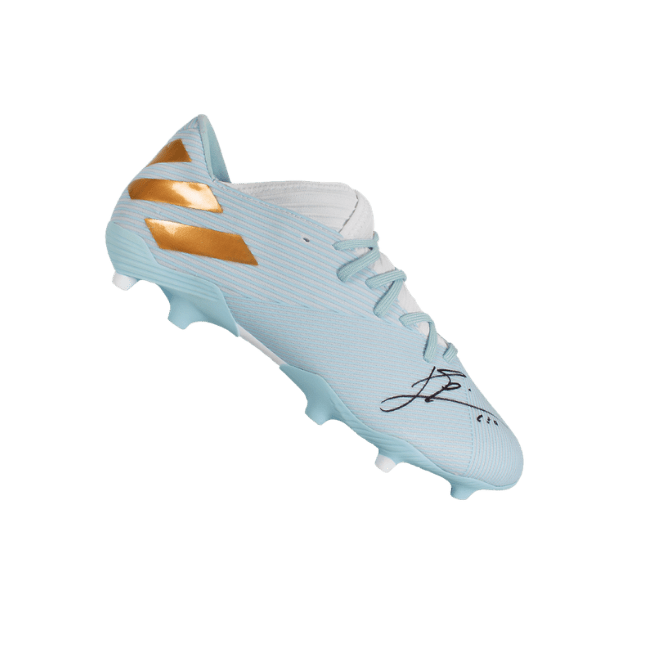 Lionel Messi Official Signed Light Blue Adidas Nemeziz Messi 19.3 Boot - The Bootroom Collection