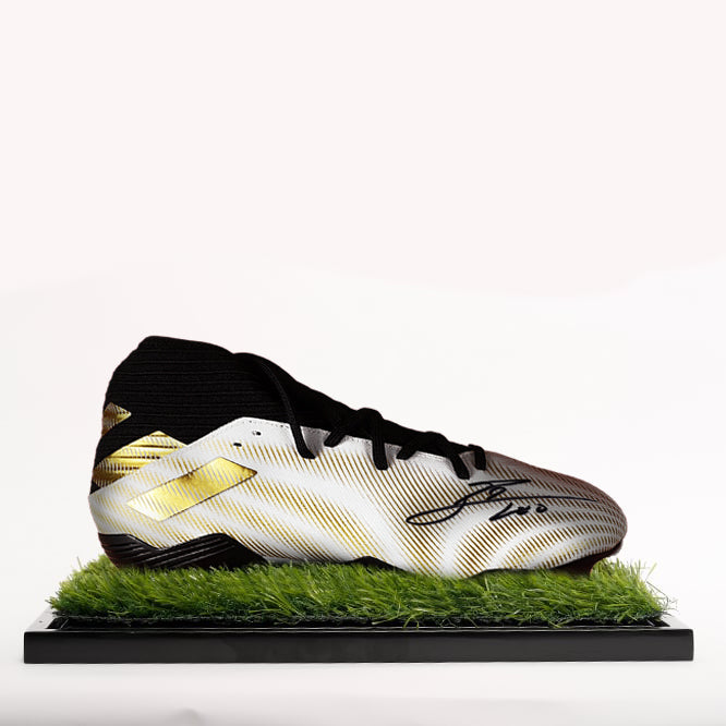 Lionel Messi Official Signed White, Black and Gold Adidas Nemeziz .3 Boot - The Bootroom Collection