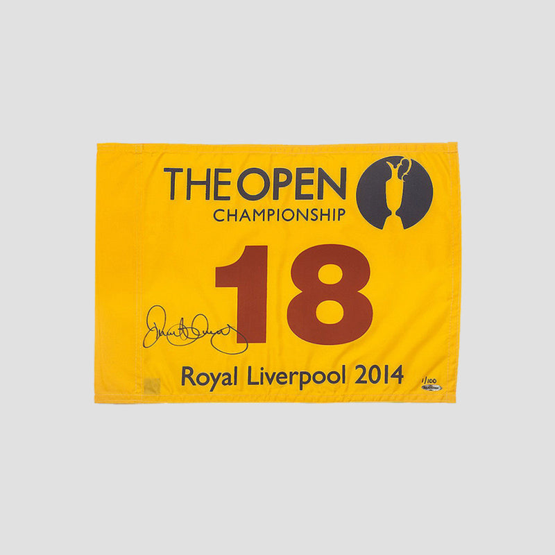 Rory McIlroy Signed 2014 Royal Liverpool Open Championship Pin Flag (Framed) - The Bootroom Collection
