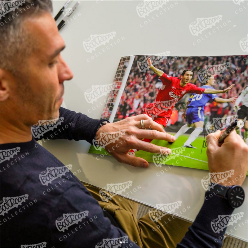 Luis Garcia Signed Liverpool Photo: 2005 UEFA Champions League Semi-Final 'Ghost Goal' (Framed) - The Bootroom Collection
