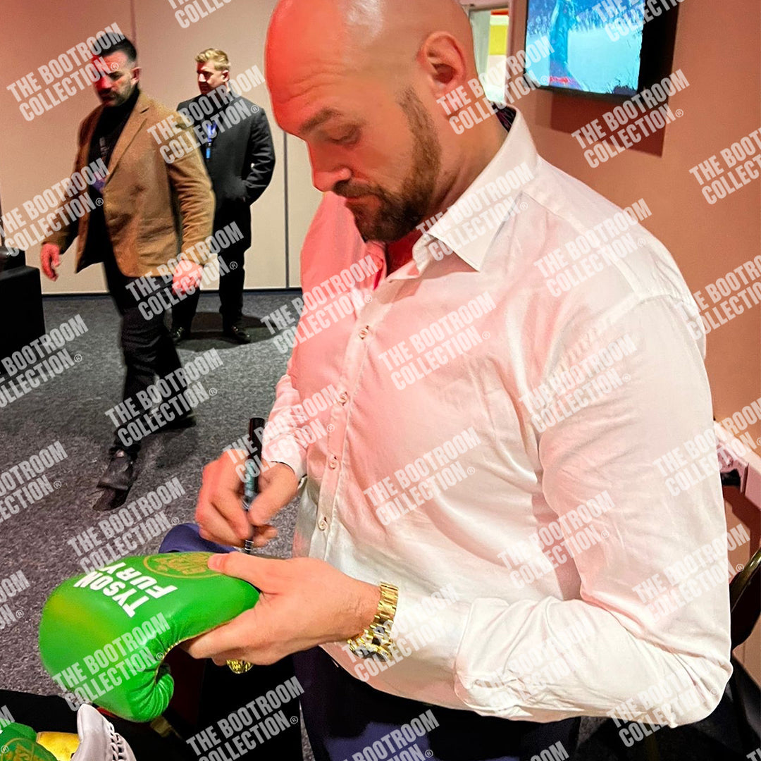 Tyson Fury Signed 'The Gypsy King' Green Boxing Glove (Boxed) - The Bootroom Collection