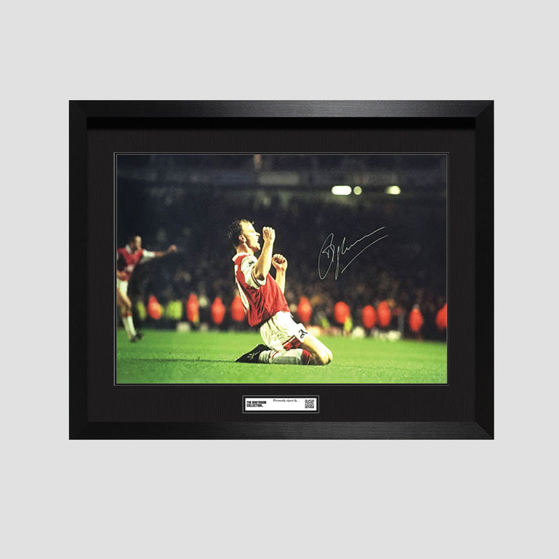 Dennis Bergkamp Signed Arsenal 20″x 30″ photo (Framed) - The Bootroom Collection