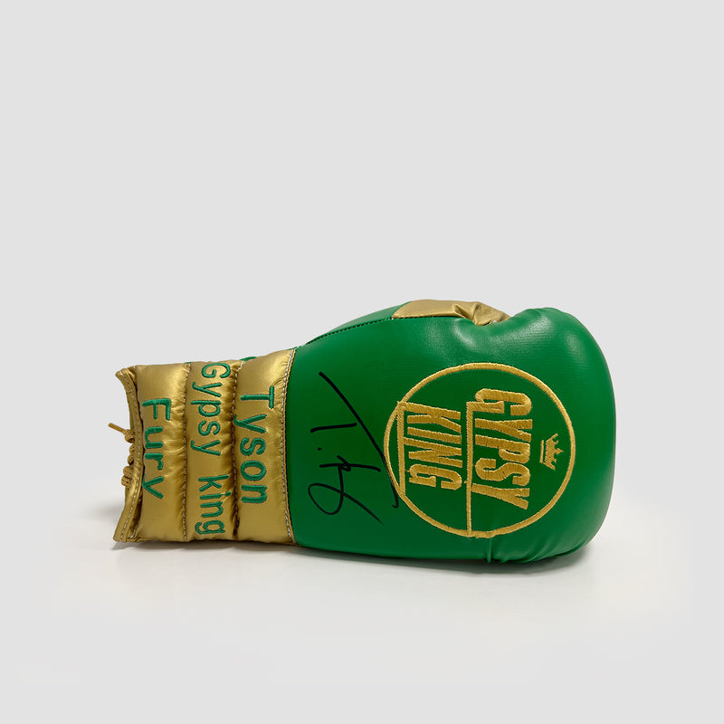 Tyson Fury Signed "The Gypsy King" Green & Gold Boxing Glove