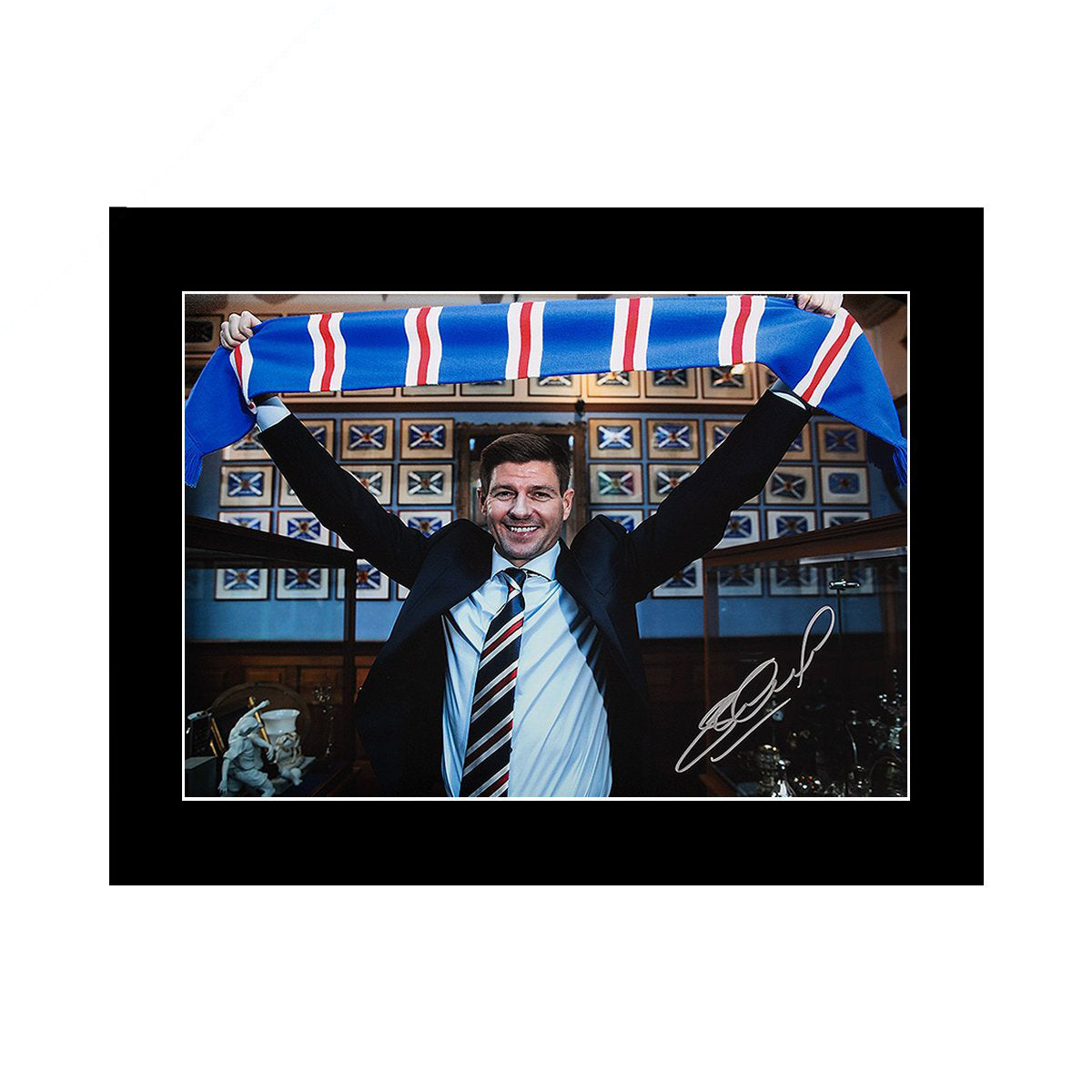 Steven Gerrard Signed Rangers Photo: 'Let's Go' Mounted Image - The Bootroom Collection