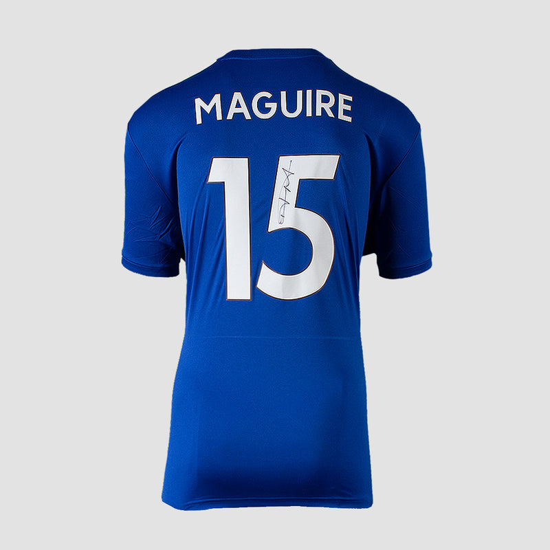 Harry Maguire Back Signed Leicester City 2018-19 Home Shirt With Fan Style Numbers (Boxed)