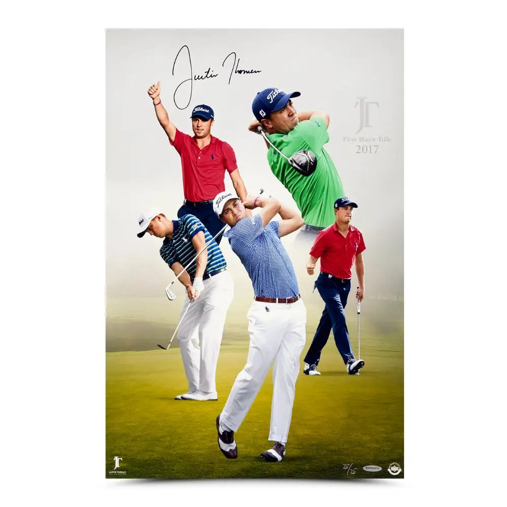 Justin Thomas Signed Photo: “1st Major” 16x24 (Framed) - The Bootroom Collection