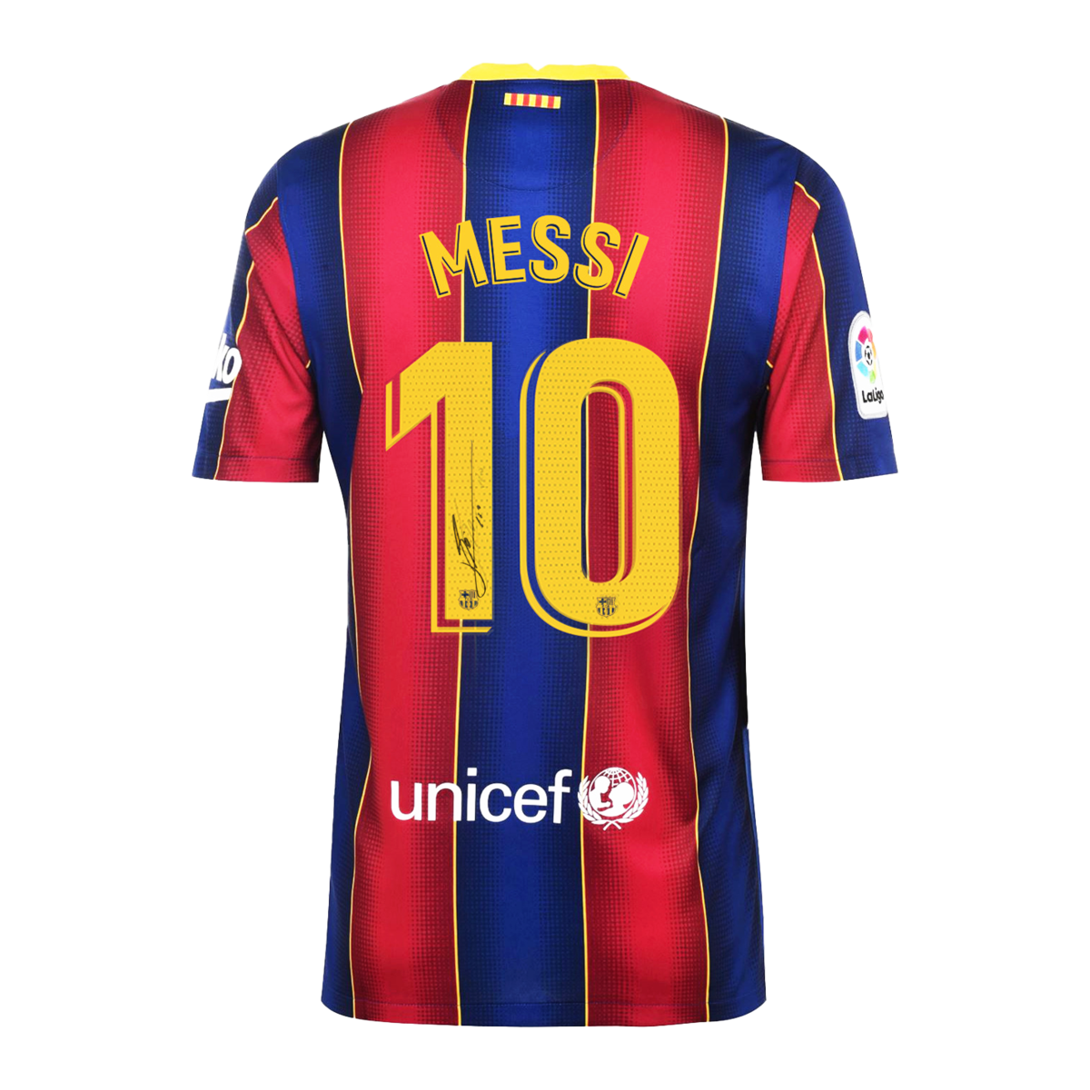 MATCH ISSUE Lionel Messi Official FC Barcelona Back Signed 2020-21 Home Shirt - The Bootroom Collection