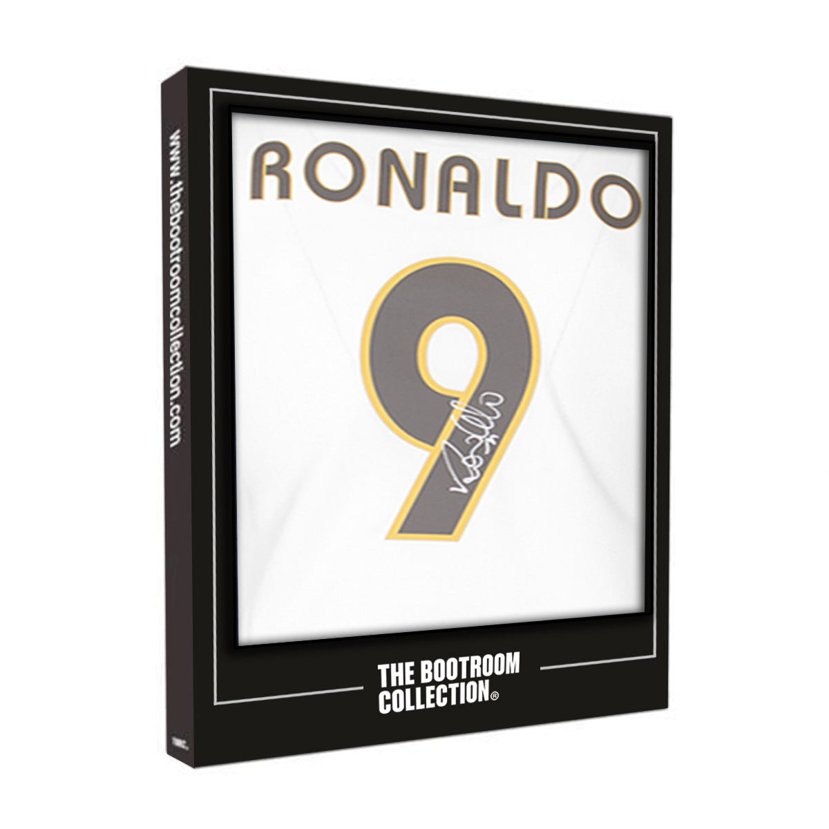 Ronaldo Back Signed Modern Real Madrid Home Shirt With Fan Style Numbers (Boxed) - The Bootroom Collection