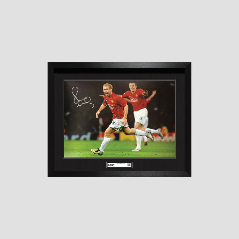 Paul Scholes Signed Manchester United 16×12 Photo (Framed) - The Bootroom Collection