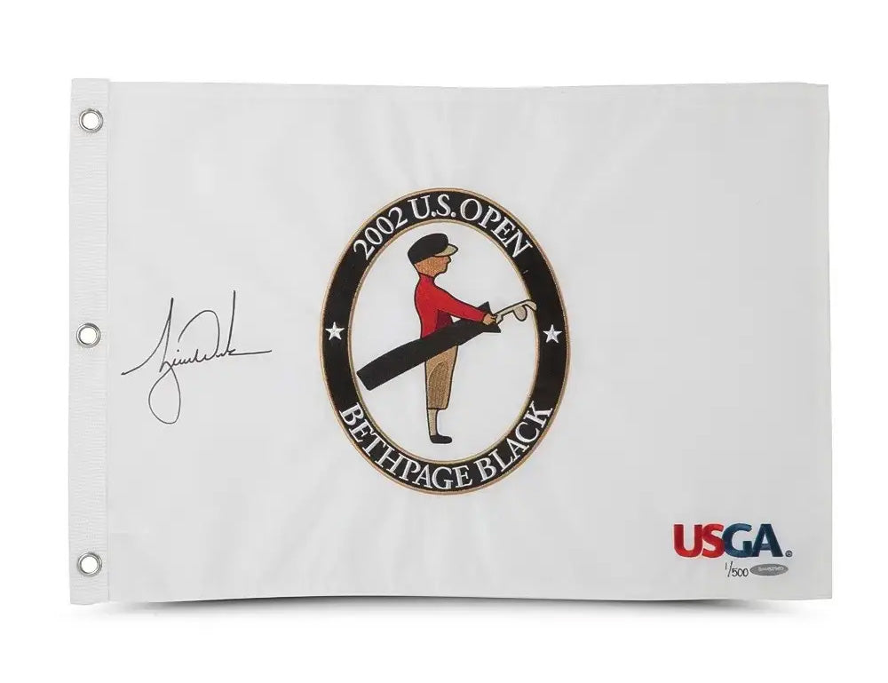 Tiger Woods Signed Pin Flag: 2002 US Open (Framed) - The Bootroom Collection